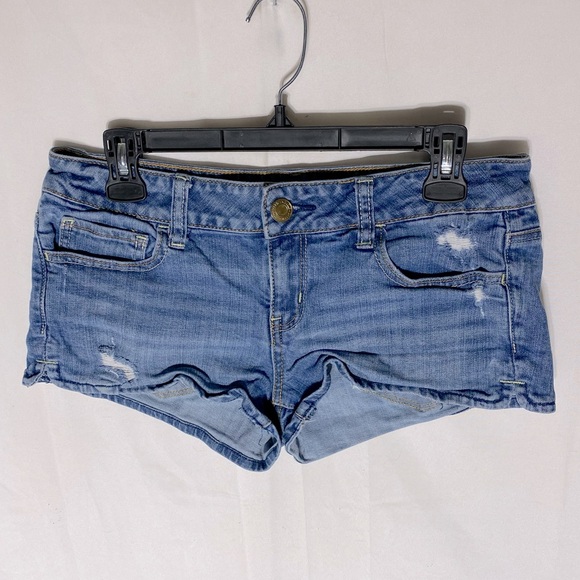 American Eagle Outfitters Pants - Vintage Y2K American Eagle Med Wash Blue Denim Low Rise Short Shorts 8